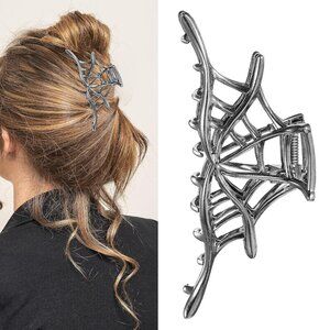 Metal spider web hair claw clip